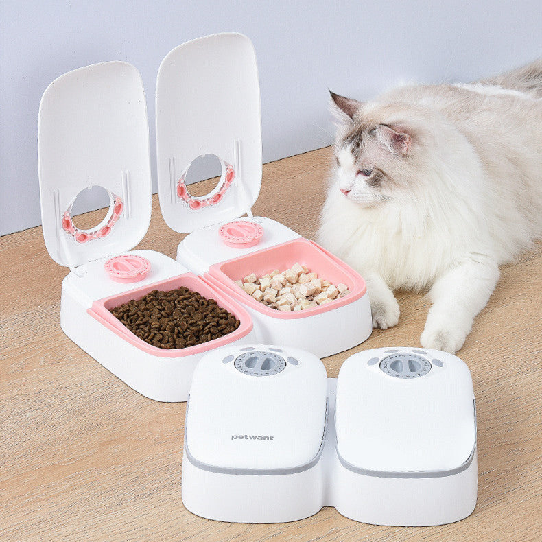 Automatic Cat Feeder – Double Meal Bowl – The Pet Accessory Heaven